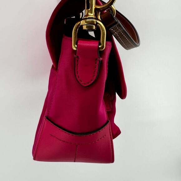 Tory Burch Perry Nylon Crossbody Bag Logo Charm Strap Leather Trim Pink One Size - Picture 4 of 10